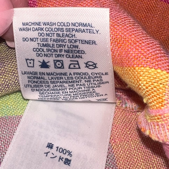 NWOT Lands' End Linen Multicolor Plaid Swing Dress Large Sleeveless - Picture 8 of 10